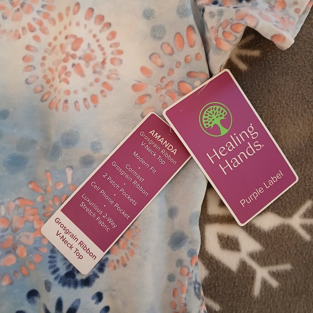 Healing Hands Medallion Print Scrub Top - Picture 3 of 7